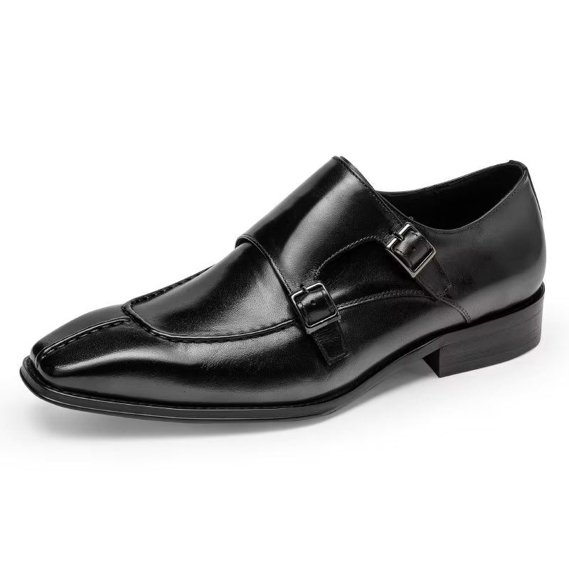 Formale Herrenschuhe Monkstrap Elegante Abendschuhe Aus Rindsleder - Schwarz