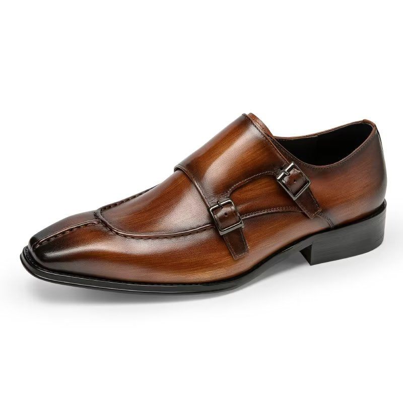 Formale Herrenschuhe Monkstrap Elegante Abendschuhe Aus Rindsleder - Kaffee