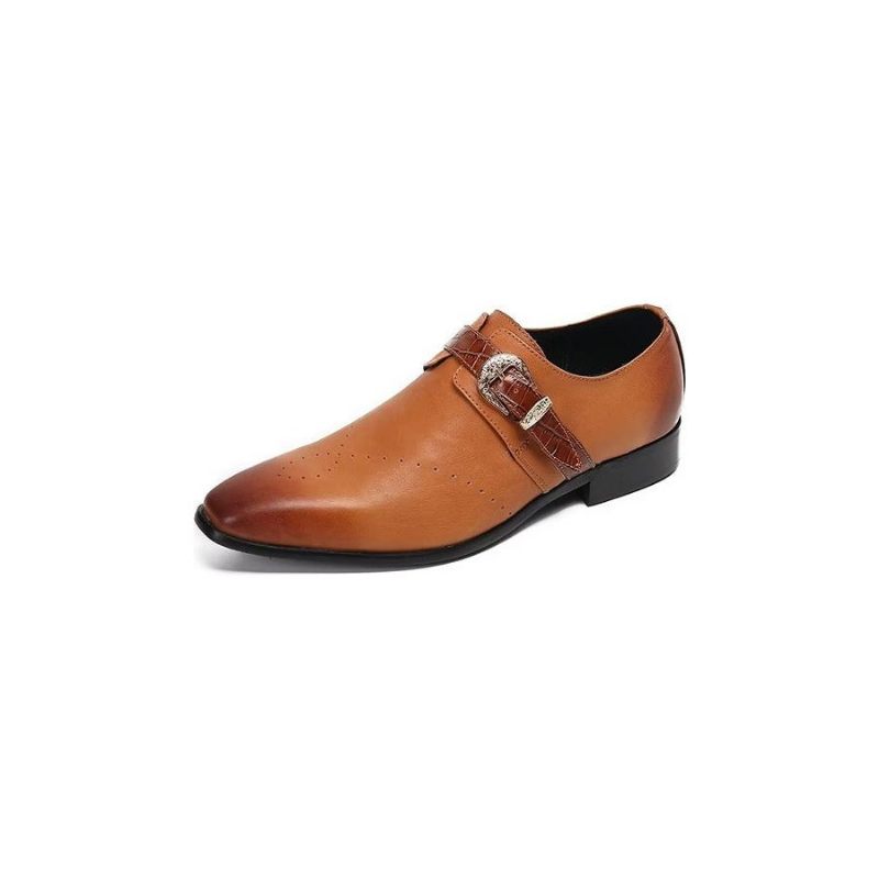 Formale Herrenschuhe Monkstraps Elegante Slip-ons Mit Echtem Leder - Braun