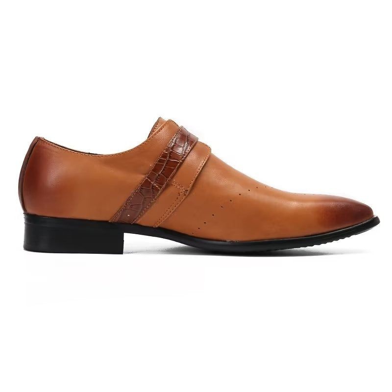 Formale Herrenschuhe Monkstraps Elegante Slip-ons Mit Echtem Leder - Braun