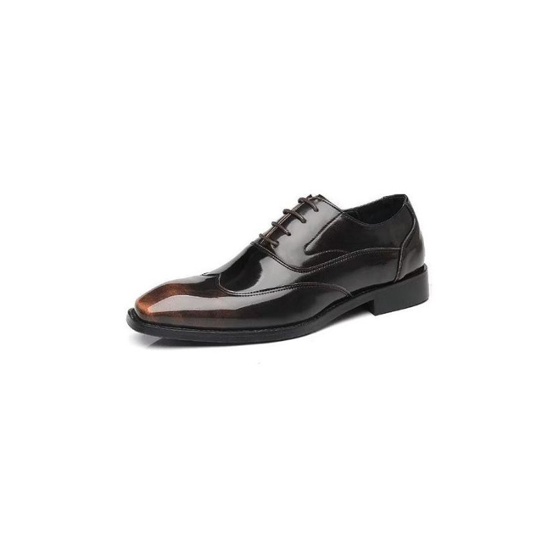 Formale Herrenschuhe Opulent Geprägte Mikrofaser Oxford-schuhe Mit Spitzer Zehenpartie - Kaffee