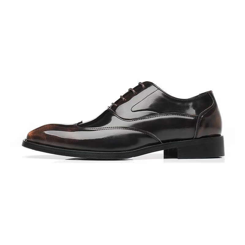 Formale Herrenschuhe Opulent Geprägte Mikrofaser Oxford-schuhe Mit Spitzer Zehenpartie - Kaffee