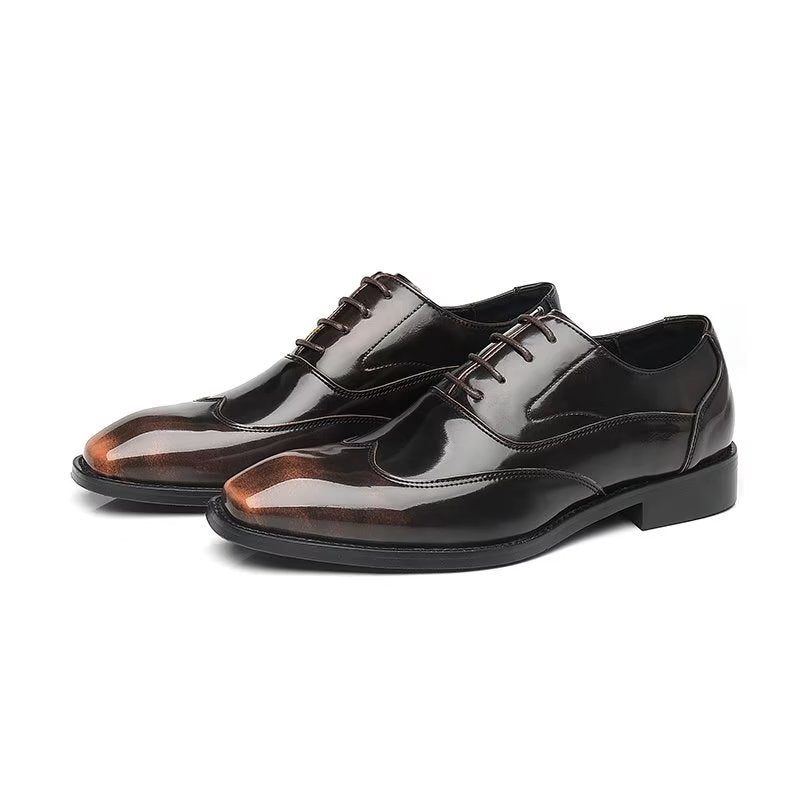 Formale Herrenschuhe Opulent Geprägte Mikrofaser Oxford-schuhe Mit Spitzer Zehenpartie - Kaffee