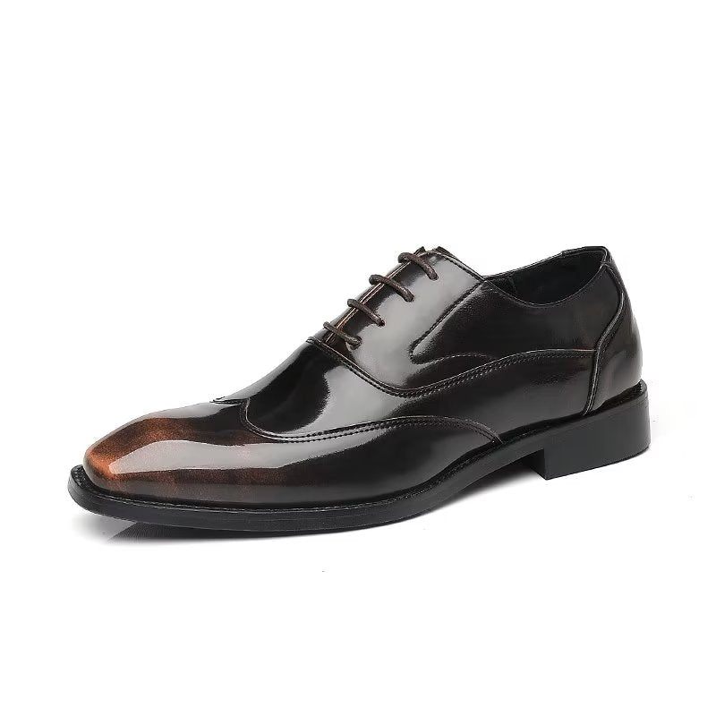 Formale Herrenschuhe Opulent Geprägte Mikrofaser Oxford-schuhe Mit Spitzer Zehenpartie - Kaffee