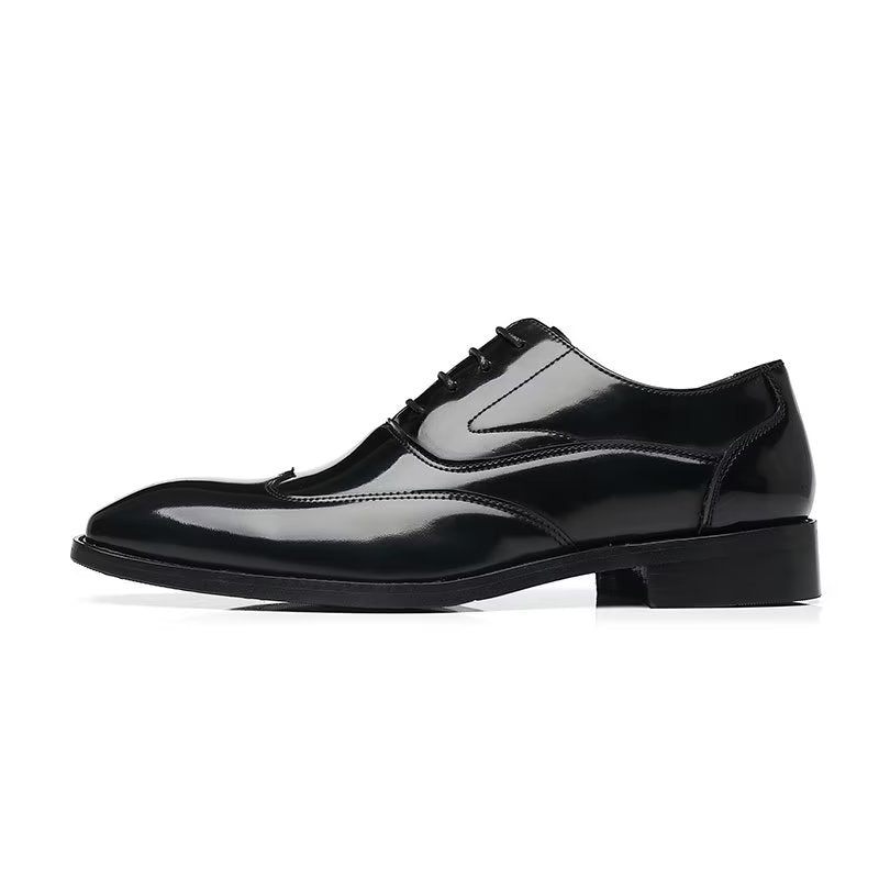 Formale Herrenschuhe Opulent Geprägte Mikrofaser Oxford-schuhe Mit Spitzer Zehenpartie - Schwarz