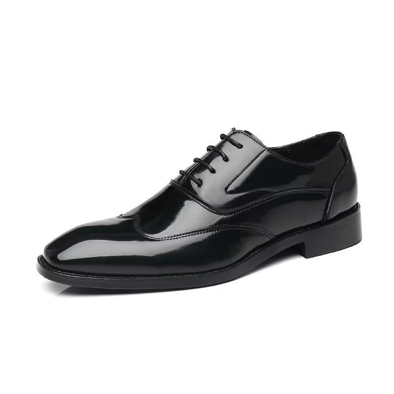 Formale Herrenschuhe Opulent Geprägte Mikrofaser Oxford-schuhe Mit Spitzer Zehenpartie - Schwarz