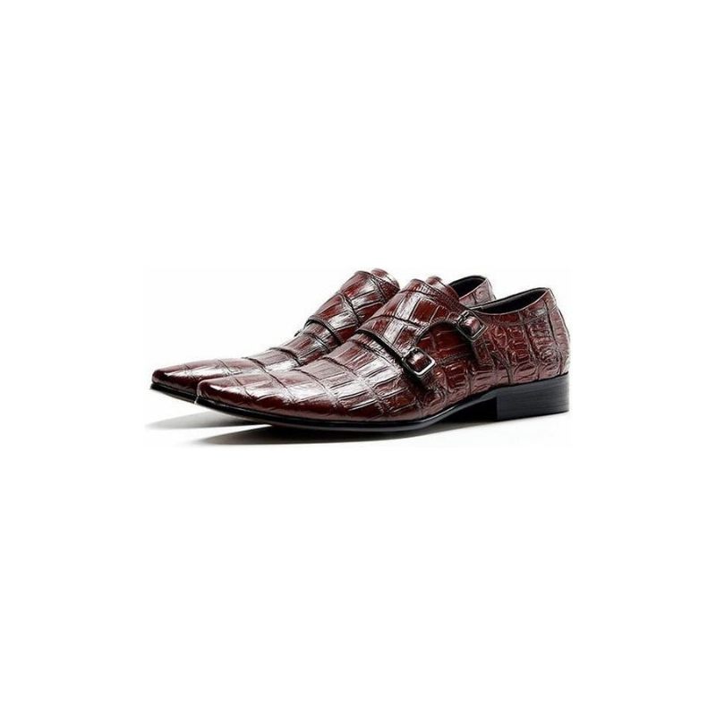 Formale Herrenschuhe Opulente Oxford-schuhe Mit Krokodillederriemen - Rot