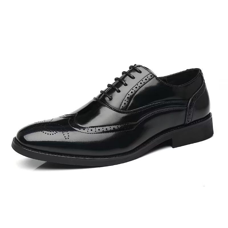 Formale Herrenschuhe Opulente Oxford-schuhe Mit Spitzer Zehenpartie - Schwarz