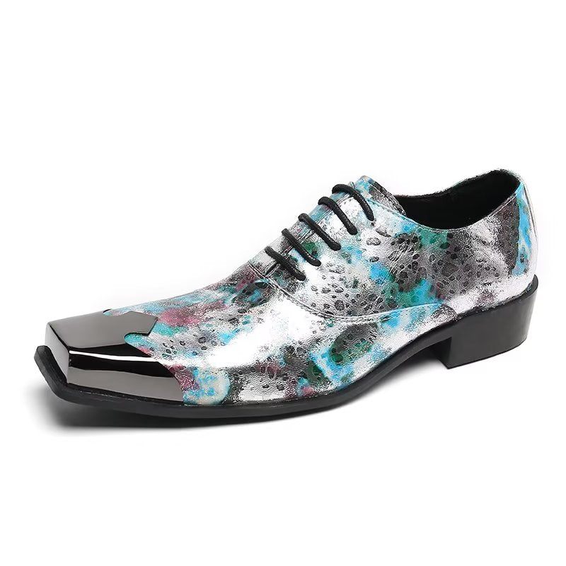 Formale Herrenschuhe Oxford-schuhe Mit Exotischer Textur - Blau