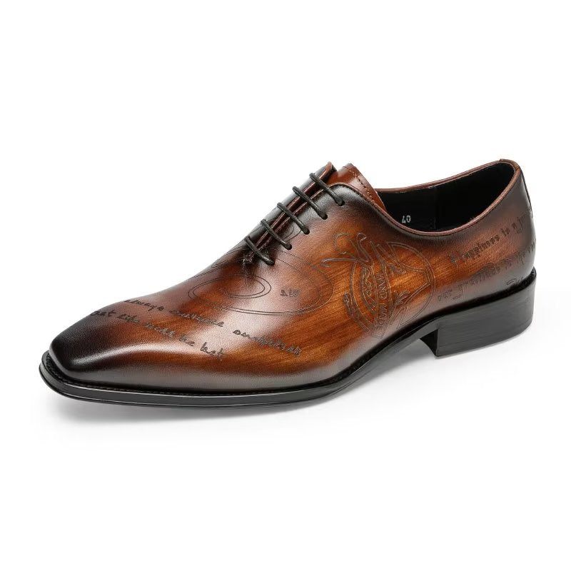 Formale Herrenschuhe Oxford-schuhe Mit Exotischer Textur - Kaffee