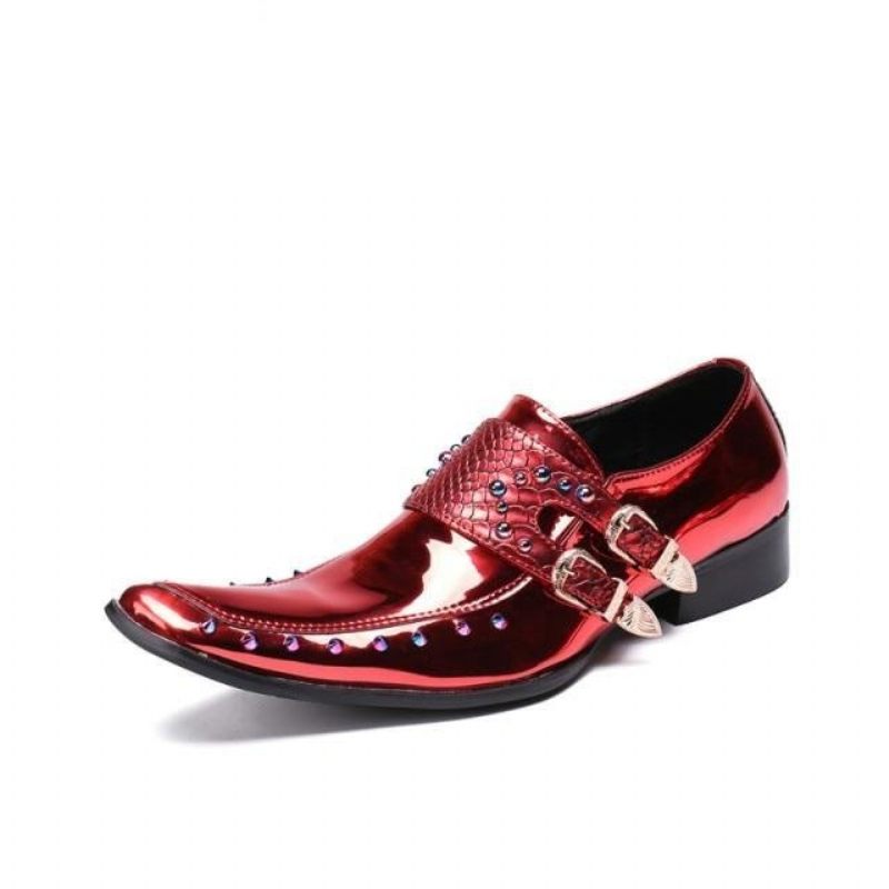 Formale Herrenschuhe Oxford-schuhe Mit Quadratischer Zehenpartie - Rot