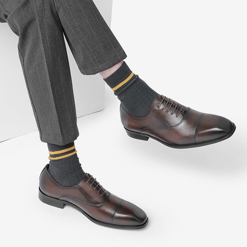 Formale Herrenschuhe Oxford-schuhe Mit Spitzer Zehenpartie - Kaffee