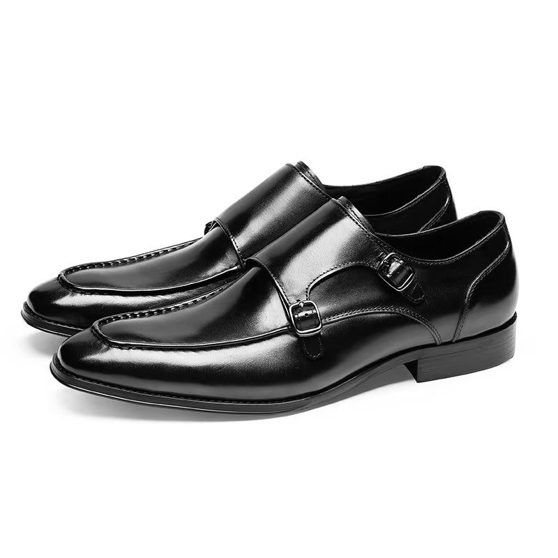 Formale Herrenschuhe Raffinierte Slip-on-monkstraps Aus Rindsleder - Schwarz