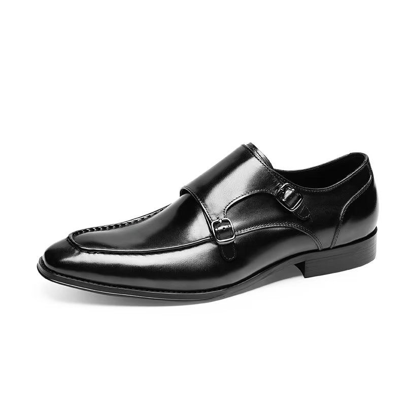 Formale Herrenschuhe Raffinierte Slip-on-monkstraps Aus Rindsleder - Schwarz