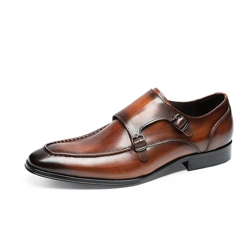 Formale Herrenschuhe Raffinierte Slip-on-monkstraps Aus Rindsleder - Kaffee