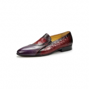 Formale Herrenschuhe Slip-on-loafer Aus Echtem Leder Mit Krokodilmuster