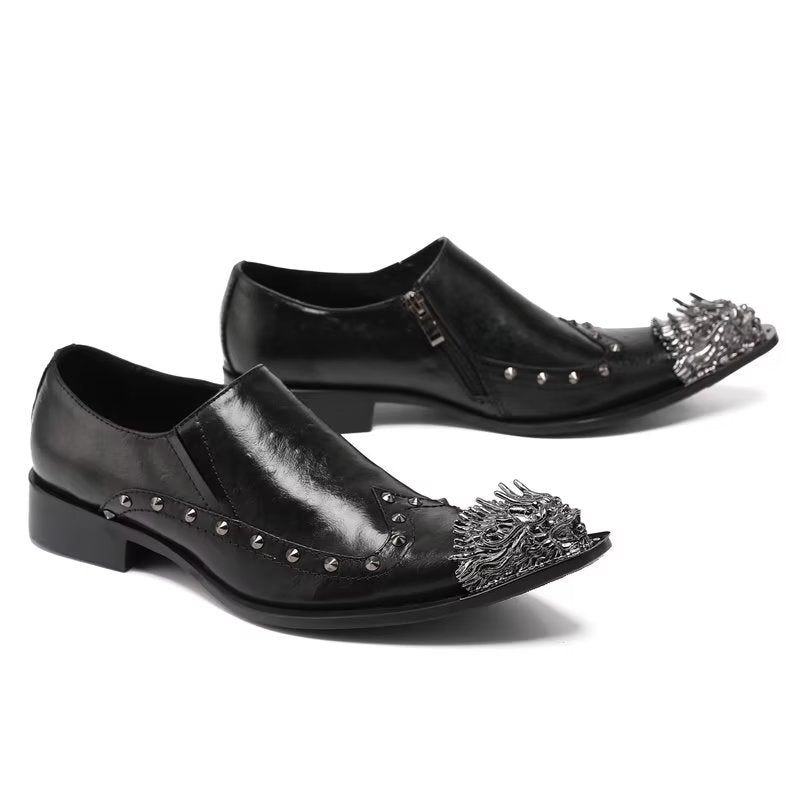 Formale Herrenschuhe Slip-on-schuhe Mit Exotischer Prägung - Schwarz