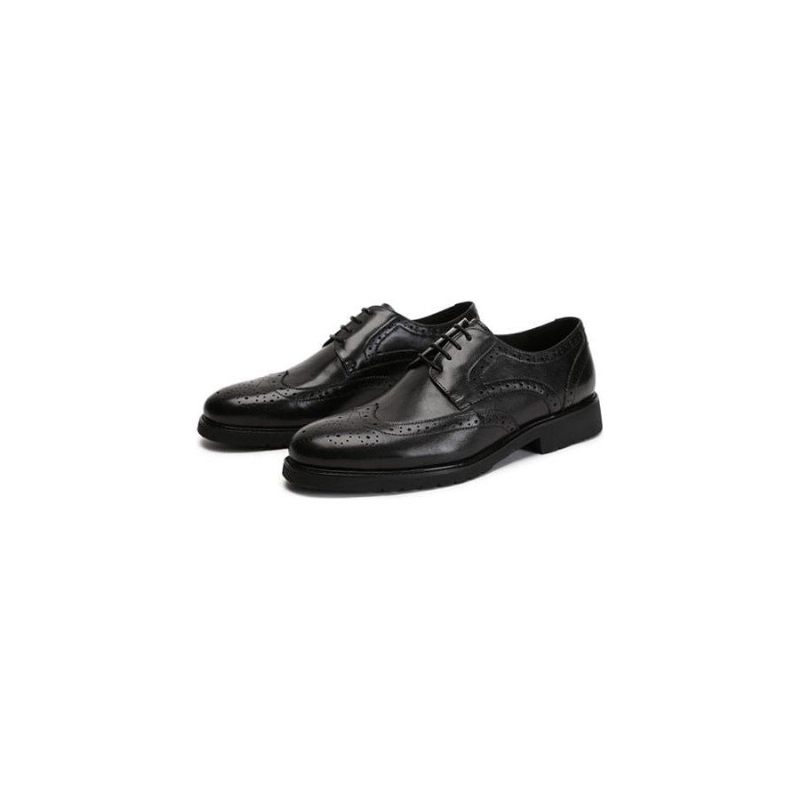 Formale Herrenschuhe Wingtip Luxuriöse Exotische Oxford-brogues Mit Spitzer Zehenpartie - Schwarz