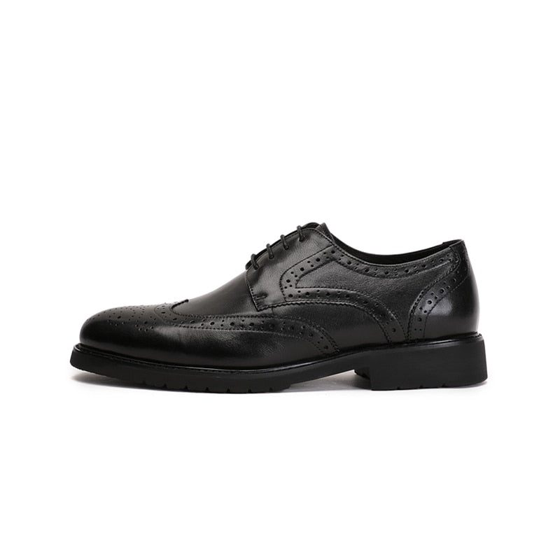 Formale Herrenschuhe Wingtip Luxuriöse Exotische Oxford-brogues Mit Spitzer Zehenpartie - Schwarz