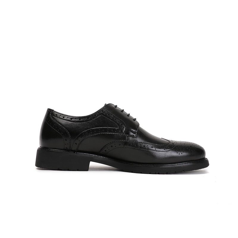 Formale Herrenschuhe Wingtip Luxuriöse Exotische Oxford-brogues Mit Spitzer Zehenpartie - Schwarz