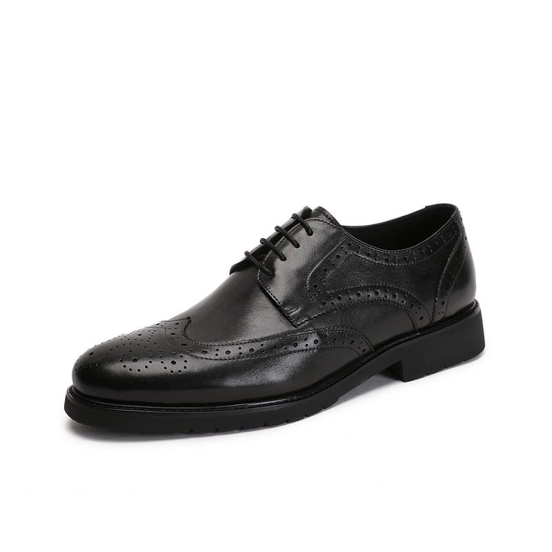 Formale Herrenschuhe Wingtip Luxuriöse Exotische Oxford-brogues Mit Spitzer Zehenpartie - Schwarz