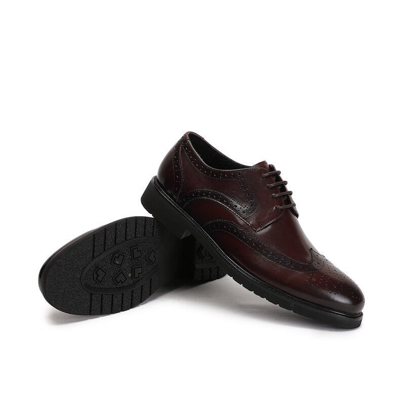 Formale Herrenschuhe Wingtip Luxuriöse Exotische Oxford-brogues Mit Spitzer Zehenpartie - Kaffee