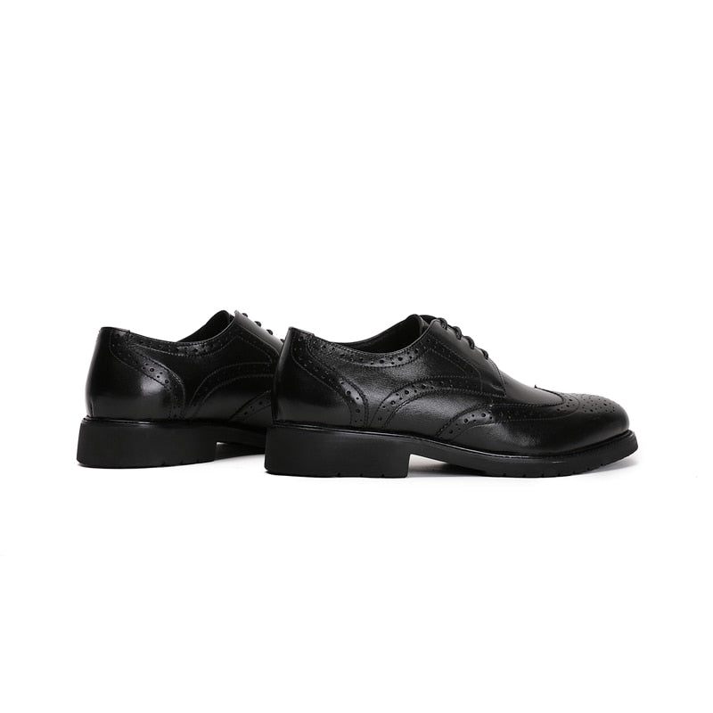 Formale Herrenschuhe Wingtip Luxuriöse Exotische Oxford-brogues Mit Spitzer Zehenpartie - Schwarz