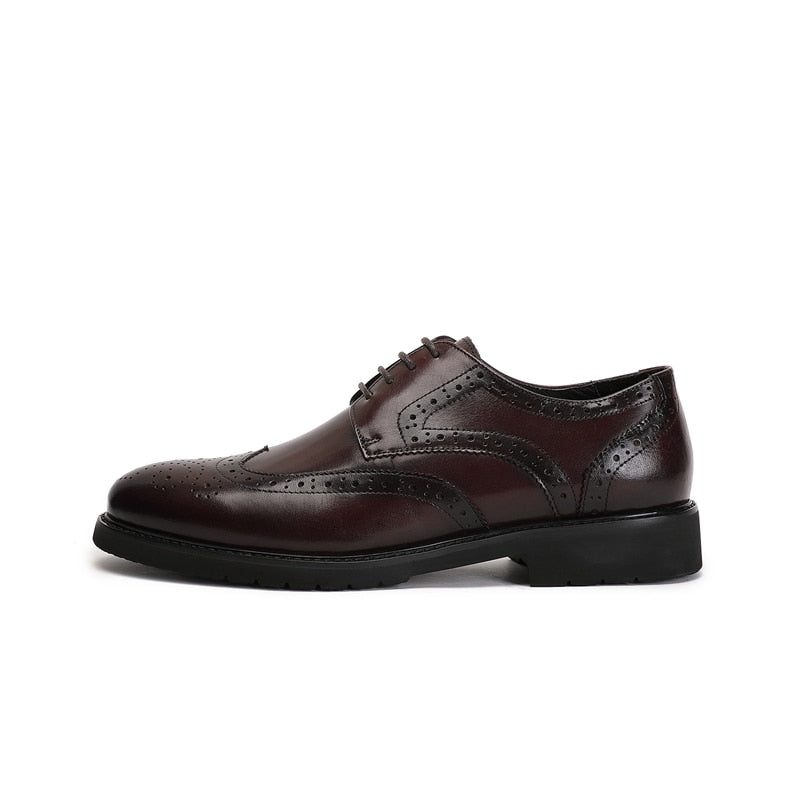 Formale Herrenschuhe Wingtip Luxuriöse Exotische Oxford-brogues Mit Spitzer Zehenpartie - Kaffee