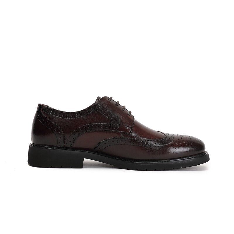 Formale Herrenschuhe Wingtip Luxuriöse Exotische Oxford-brogues Mit Spitzer Zehenpartie - Kaffee