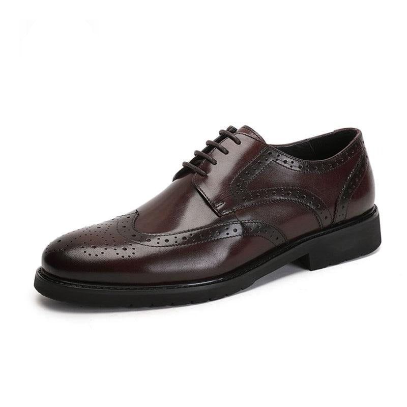 Formale Herrenschuhe Wingtip Luxuriöse Exotische Oxford-brogues Mit Spitzer Zehenpartie - Kaffee