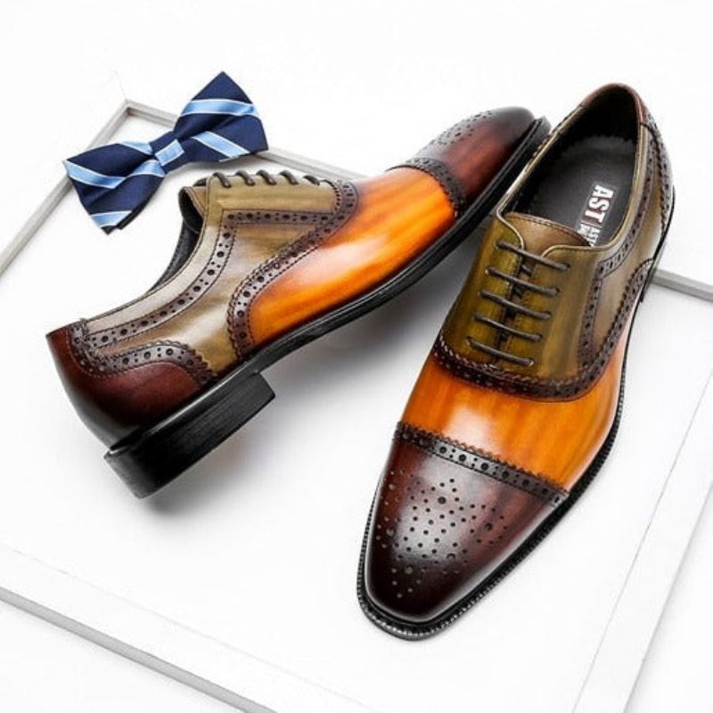 Formale Herrenschuhe Wingtip-schnür-oxfords Aus Leder - Orange