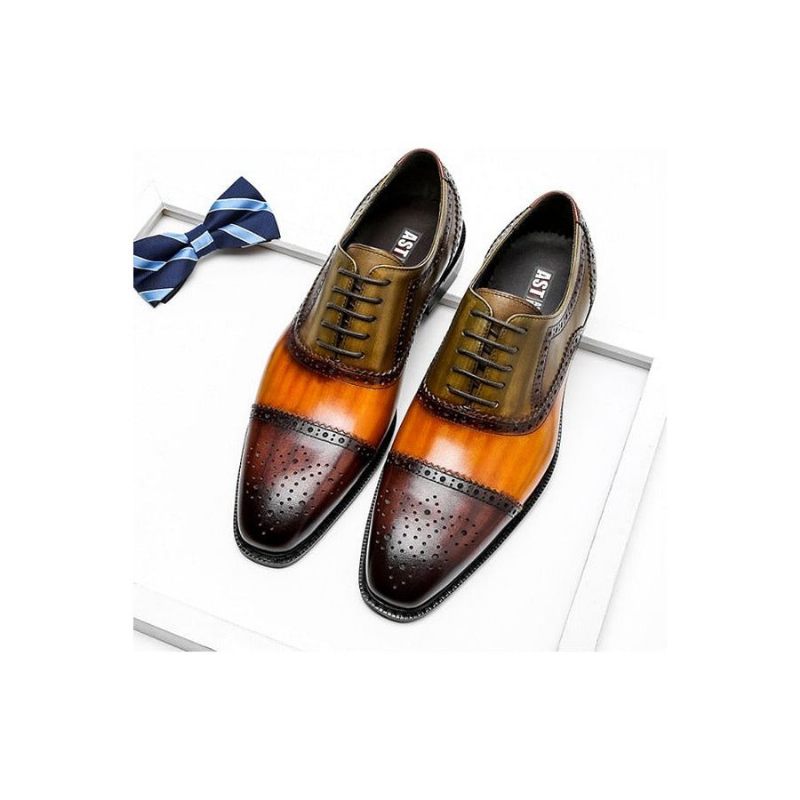 Formale Herrenschuhe Wingtip-schnür-oxfords Aus Leder - Orange