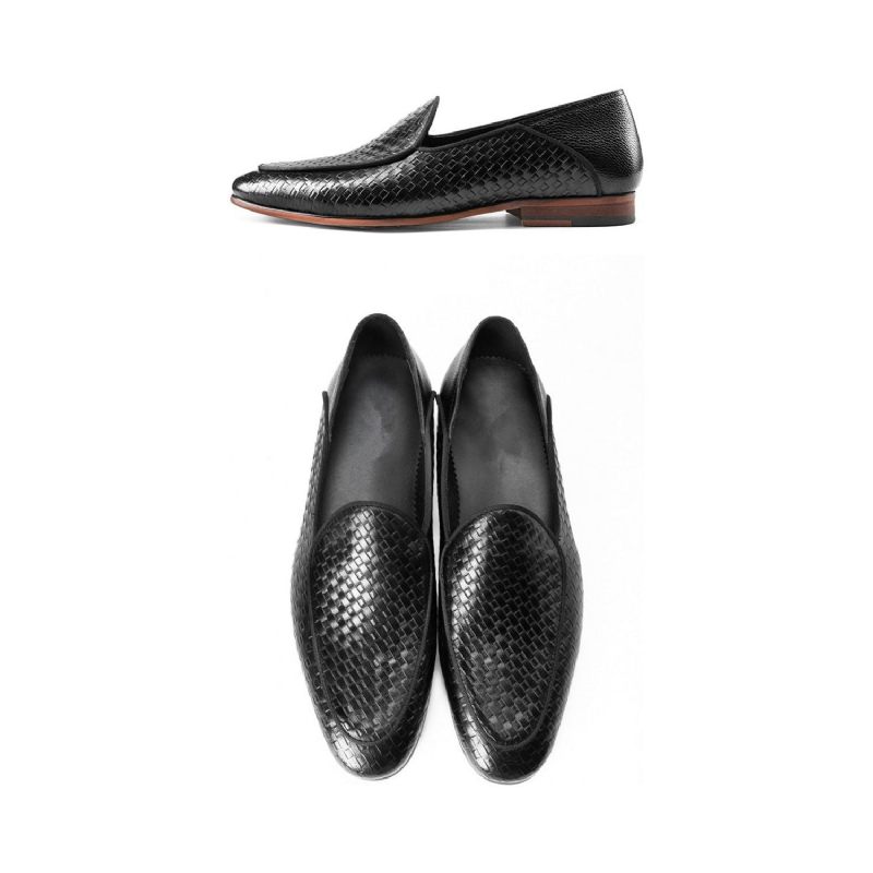 Formale Slip-on-brogues Aus Geprägtem Leder Für Herren - Schwarz