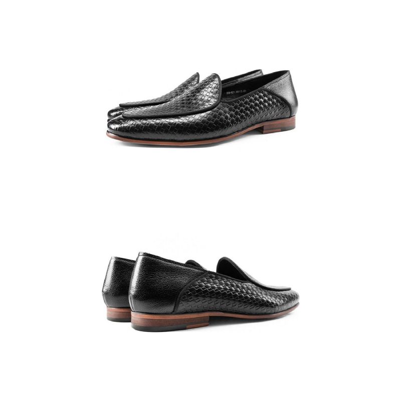 Formale Slip-on-brogues Aus Geprägtem Leder Für Herren - Schwarz