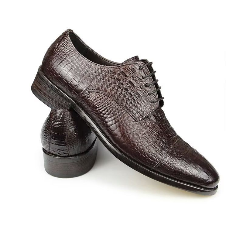 Formelle Herrenschuhe Aufwändige Opulente Brogue-schuhe Aus Krokodilleder - Schwarz