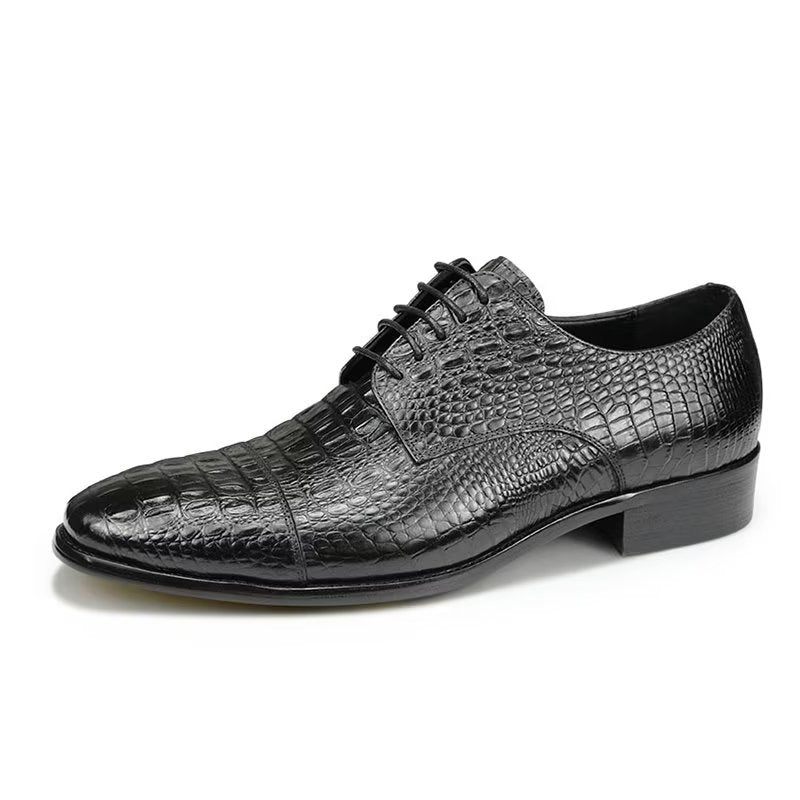 Formelle Herrenschuhe Aufwändige Opulente Brogue-schuhe Aus Krokodilleder - Schwarz