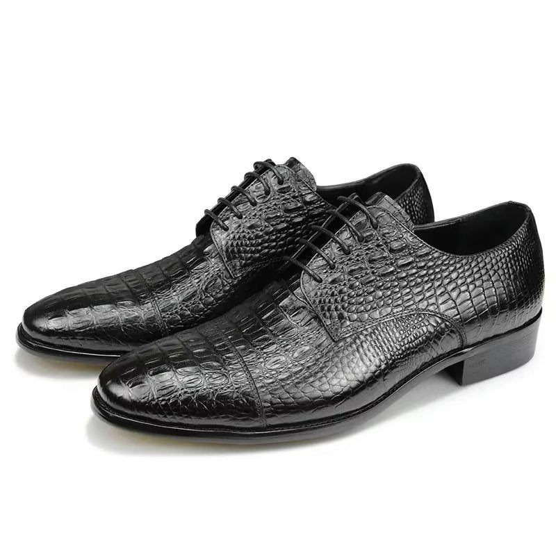 Formelle Herrenschuhe Aufwändige Opulente Brogue-schuhe Aus Krokodilleder - Schwarz