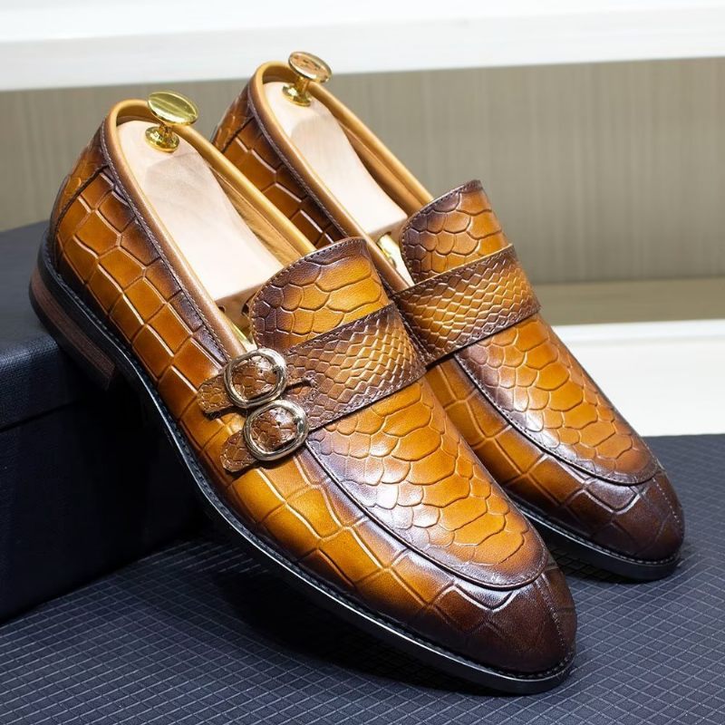 Formelle Herrenschuhe Aus Echtem Leder Elegante Crocformal-klassiker-brogues - Braun