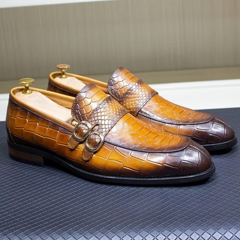 Formelle Herrenschuhe Aus Echtem Leder Elegante Crocformal-klassiker-brogues - Braun