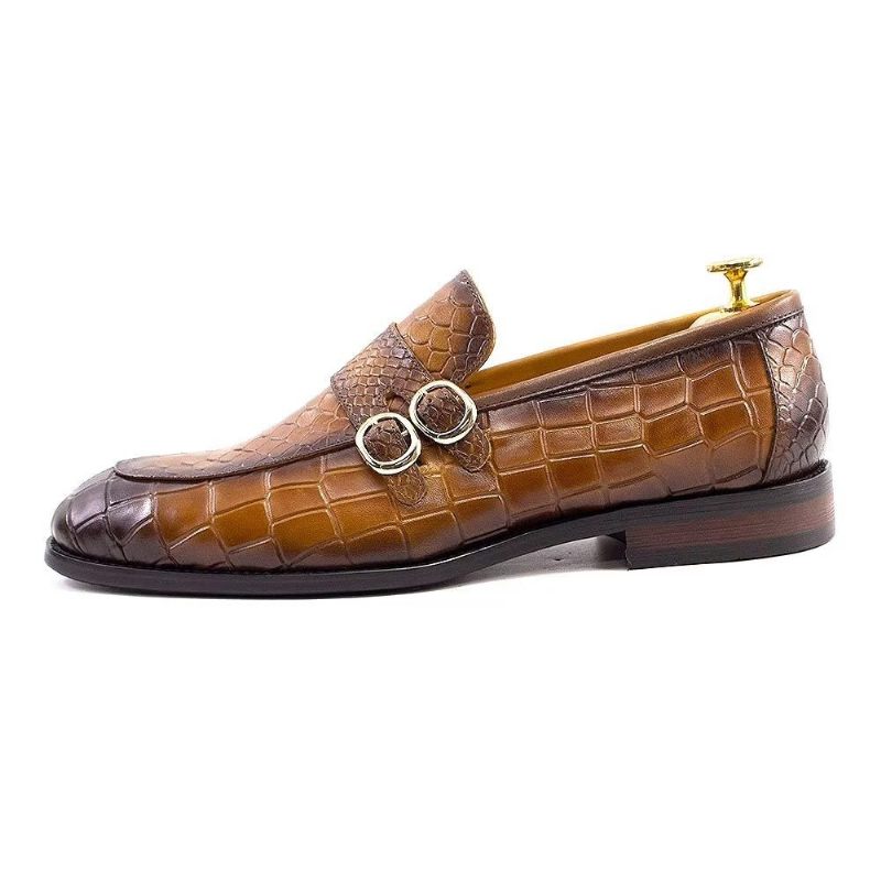 Formelle Herrenschuhe Aus Echtem Leder Elegante Crocformal-klassiker-brogues - Braun