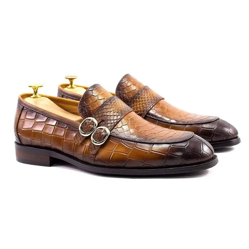 Formelle Herrenschuhe Aus Echtem Leder Elegante Crocformal-klassiker-brogues - Braun