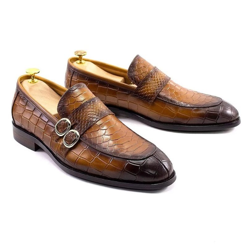 Formelle Herrenschuhe Aus Echtem Leder Elegante Crocformal-klassiker-brogues - Braun