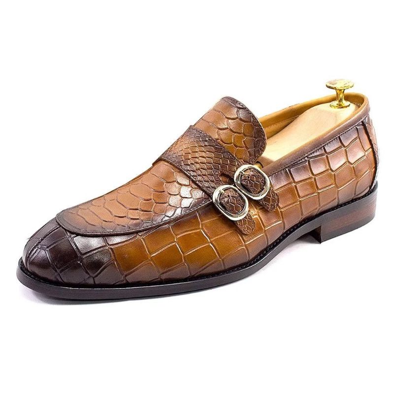 Formelle Herrenschuhe Aus Echtem Leder Elegante Crocformal-klassiker-brogues - Braun