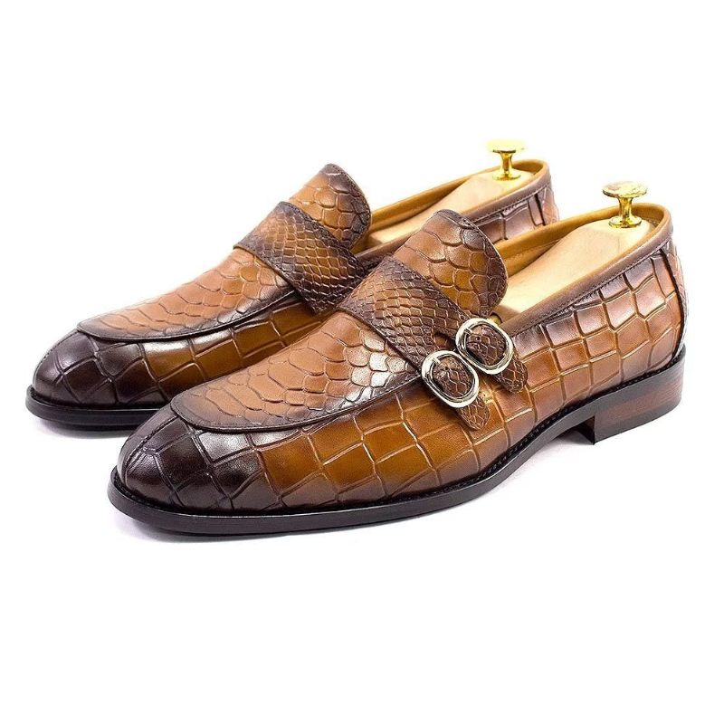 Formelle Herrenschuhe Aus Echtem Leder Elegante Crocformal-klassiker-brogues - Braun