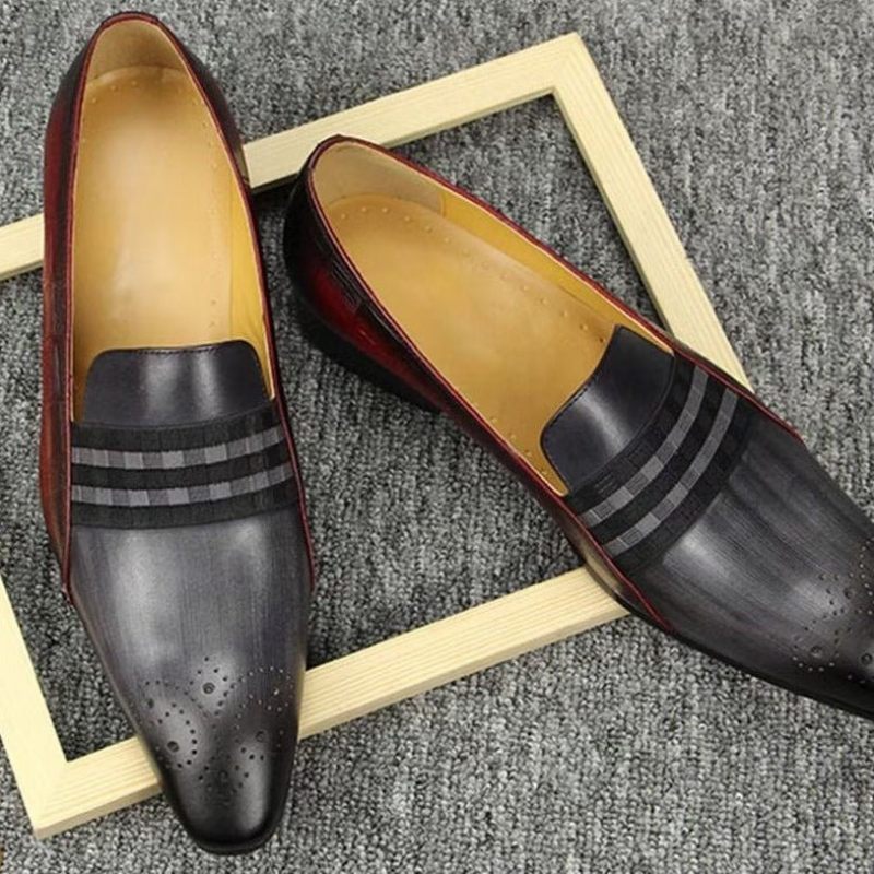 Formelle Herrenschuhe Aus Echtem Leder Elegante Gentleman-loafer Rindsleder - Grau