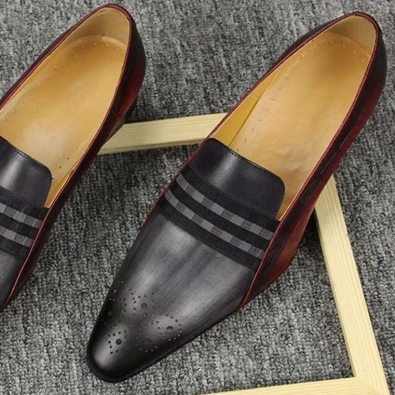 Formelle Herrenschuhe Aus Echtem Leder Elegante Gentleman-loafer Rindsleder - Grau