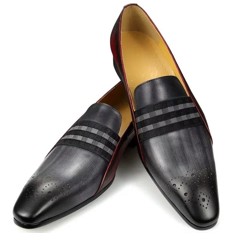 Formelle Herrenschuhe Aus Echtem Leder Elegante Gentleman-loafer Rindsleder - Grau