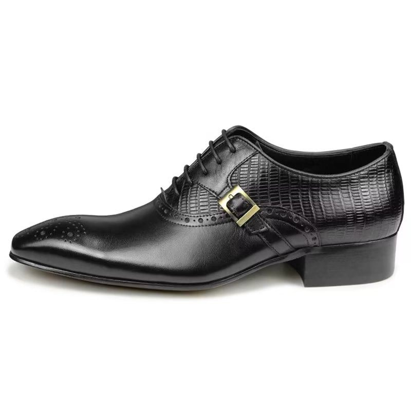 Formelle Herrenschuhe Aus Echtem Leder Elegante Hochzeits-brogue-schuhe - Schwarz