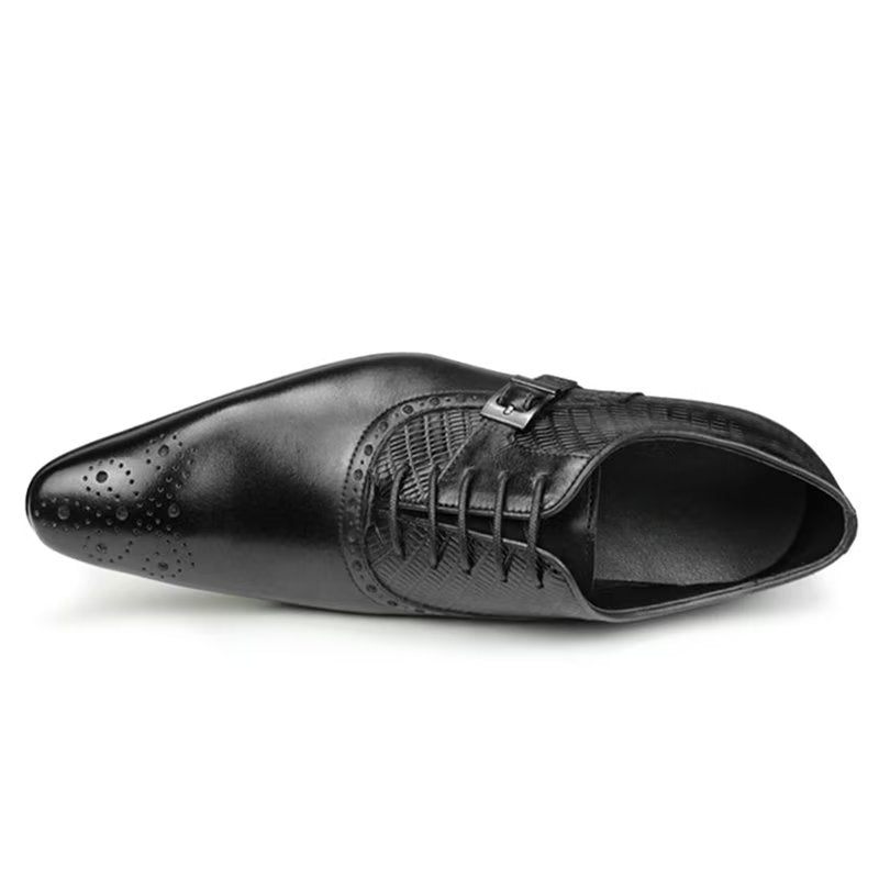 Formelle Herrenschuhe Aus Echtem Leder Elegante Hochzeits-brogue-schuhe - Schwarz