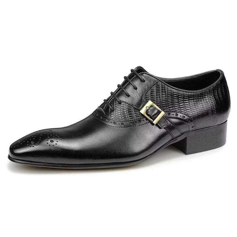 Formelle Herrenschuhe Aus Echtem Leder Elegante Hochzeits-brogue-schuhe - Schwarz